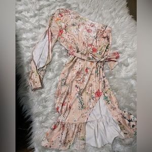 Spring satin floral dress